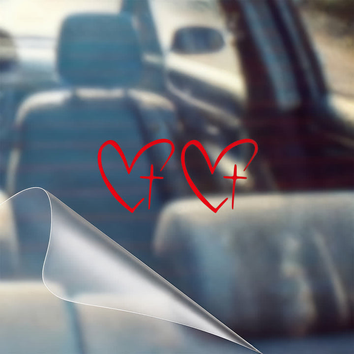 Christianartworkshop Minimalist Heart Cross Pair Car Sticker - Red - Set of 10 (20pcs) - image 5
