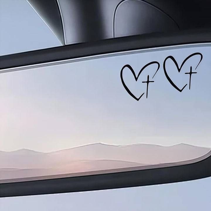 Christianartworkshop Minimalist Heart Cross Pair Car Sticker - image 18