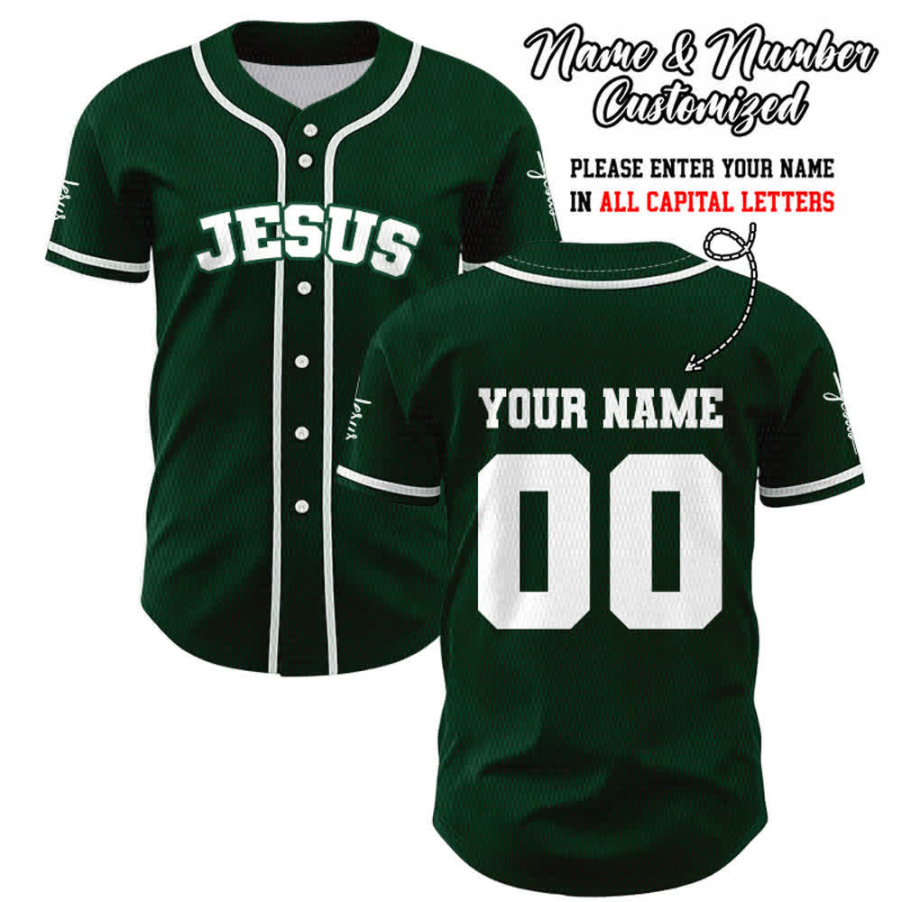 Christianartworkshop Classic Jesus Personalized Sportswear Unisex Custom Baseball Jersey - Green - 5XL - Name & Number Customized - image 48