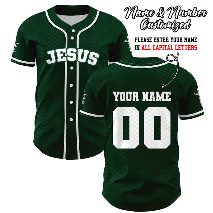 Christianartworkshop Classic Jesus Personalized Sportswear Unisex Custom Baseball Jersey - Green - 5XL - Name & Number Customized - image 48