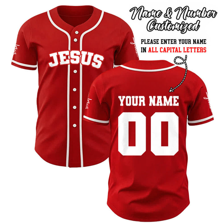 Christianartworkshop Classic Jesus Personalized Sportswear Unisex Custom Baseball Jersey - Red - 5XL - Name & Number Customized - image 16
