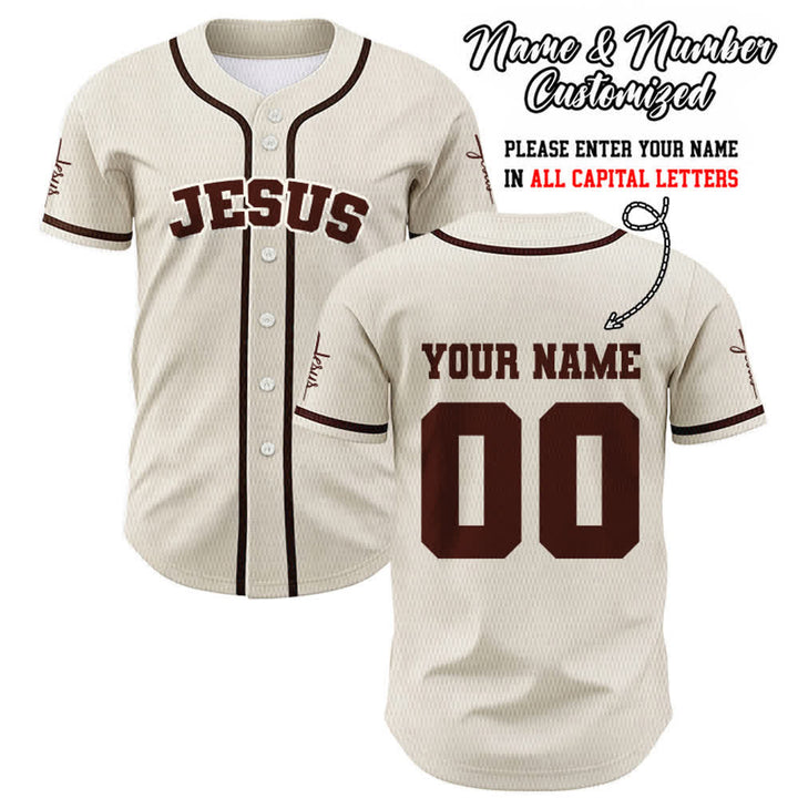 Christianartworkshop Classic Jesus Personalized Sportswear Unisex Custom Baseball Jersey - Apricot - 5XL - Name & Number Customized - image 56