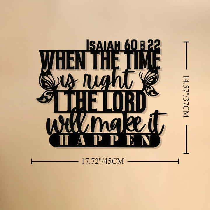 Christianartworkshop Isaiah 60:22 Butterfly Accent Scripture Mixed Font Metal Wall Decor: Symbol of Trust in Divine Timing - 14.56"*17.71"*0.04''/37*45*0.1cm - image 7