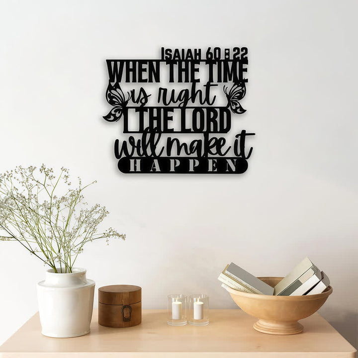 Christianartworkshop Isaiah 60:22 Butterfly Accent Scripture Mixed Font Metal Wall Decor: Symbol of Trust in Divine Timing - image 0