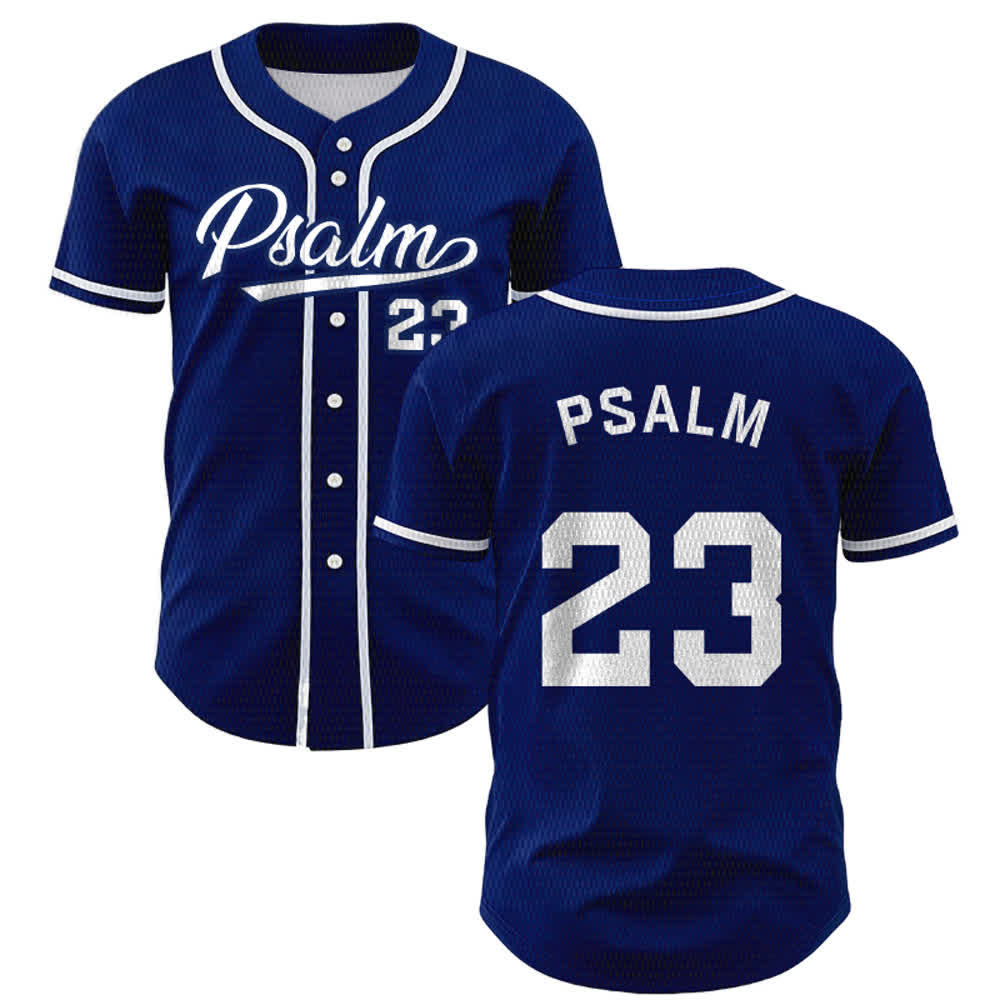 Christianartworkshop Retro Sport Style Psalm 23 Unisex Baseball Jersey - Navy Blue - 5XL - image 0