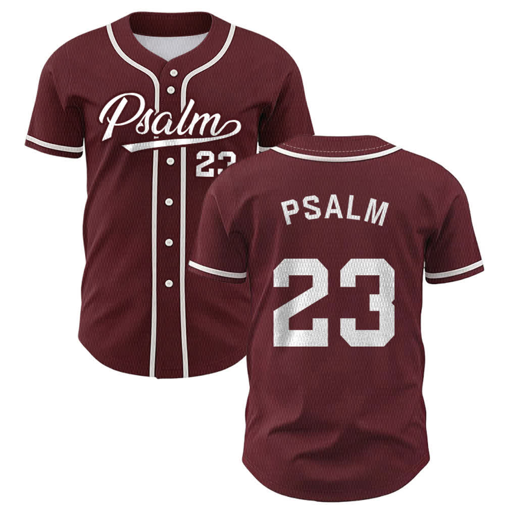 Christianartworkshop Retro Sport Style Psalm 23 Unisex Baseball Jersey - Wine - 5XL - image 28