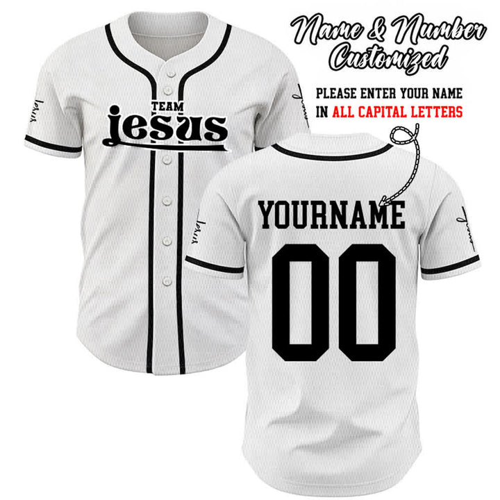 Christianartworkshop Bold Team Jesus Custom Name Number Unisex Custom Baseball Jersey - White - 5XL - Name & Number Customized - image 7