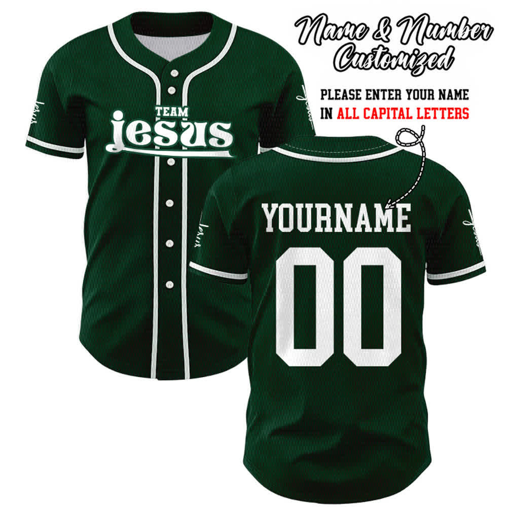 Christianartworkshop Bold Team Jesus Custom Name Number Unisex Custom Baseball Jersey - Green - 5XL - Name & Number Customized - image 43