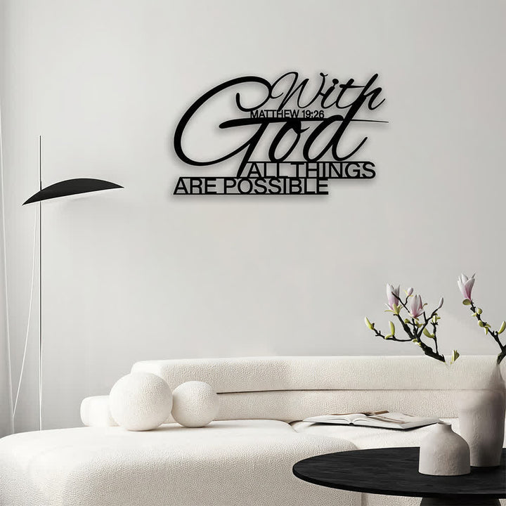 Christianartworkshop Matthew 19:26 With God All Things Are Possible Dual Font Metal Wall Decor: Symbol of Boundless Divine Power - image 4