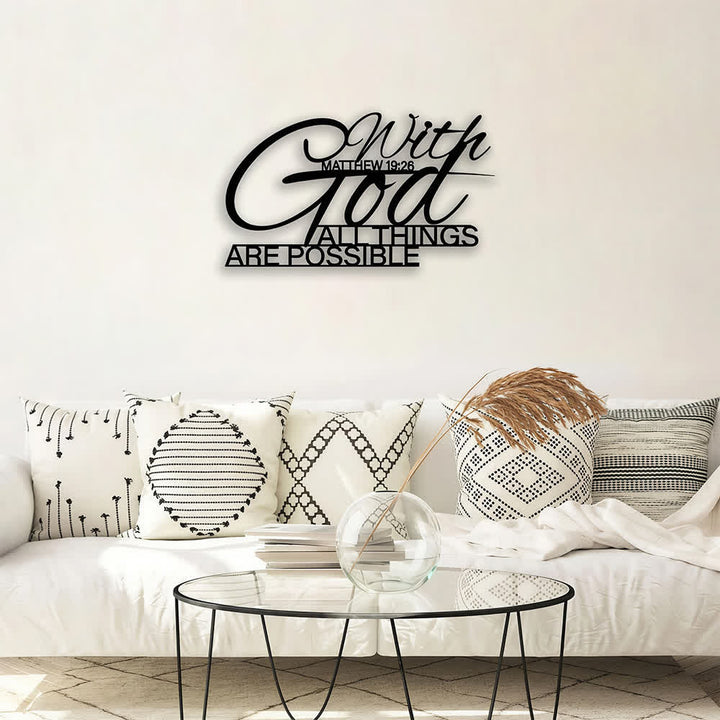Christianartworkshop Matthew 19:26 With God All Things Are Possible Dual Font Metal Wall Decor: Symbol of Boundless Divine Power - image 5