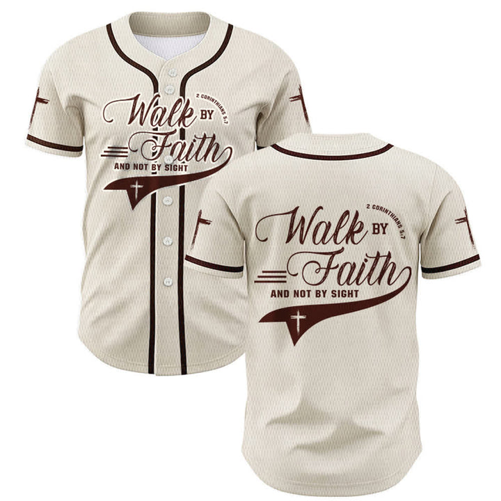 Christianartworkshop 2 Corinthians 5:7 “Walk By Faith And Not By Sight” Cross Statement Baseball Jersey - Apricot - 5XL - image 21