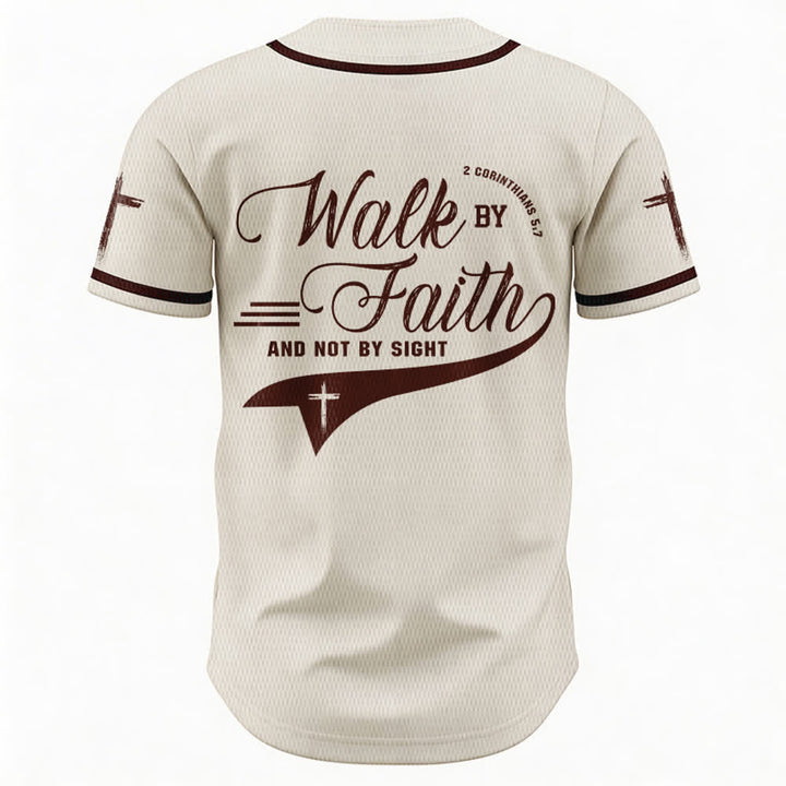 Christianartworkshop 2 Corinthians 5:7 “Walk By Faith And Not By Sight” Cross Statement Baseball Jersey - image 23