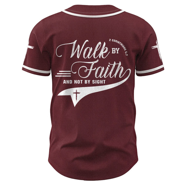 Christianartworkshop 2 Corinthians 5:7 “Walk By Faith And Not By Sight” Cross Statement Baseball Jersey - image 37
