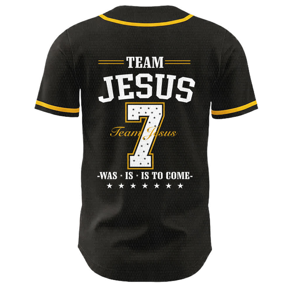 Christianartworkshop Team Jesus Number 7 Was Is Is To Come Unisex Baseball Jersey - image 4