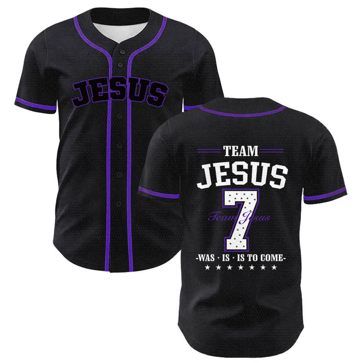 Christianartworkshop Team Jesus Number 7 Was Is Is To Come Unisex Baseball Jersey - Purple - 5XL - image 21