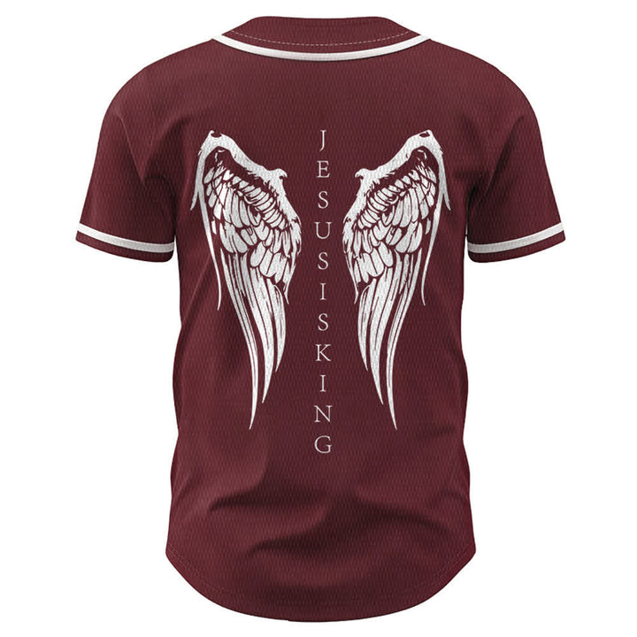 Christianartworkshop Jesus Is King Angel Wings Cross Faith Statement Custom Baseball Jersey - image 36