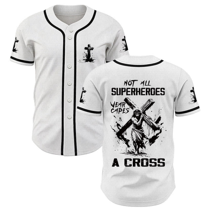 Christianartworkshop Not All Superheroes Wear Capes A Cross Unisex Baseball Jersey - White - 5XL - image 0