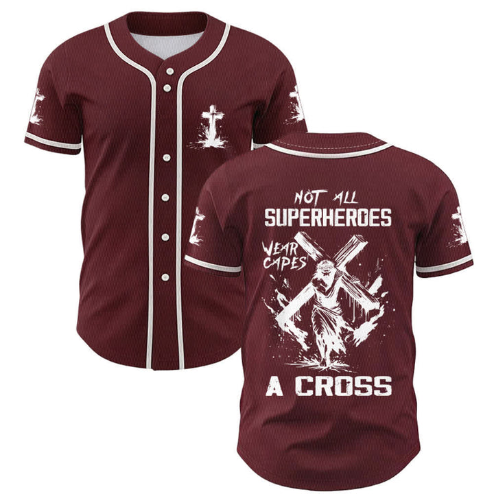 Christianartworkshop Not All Superheroes Wear Capes A Cross Unisex Baseball Jersey - Wine - 5XL - image 21