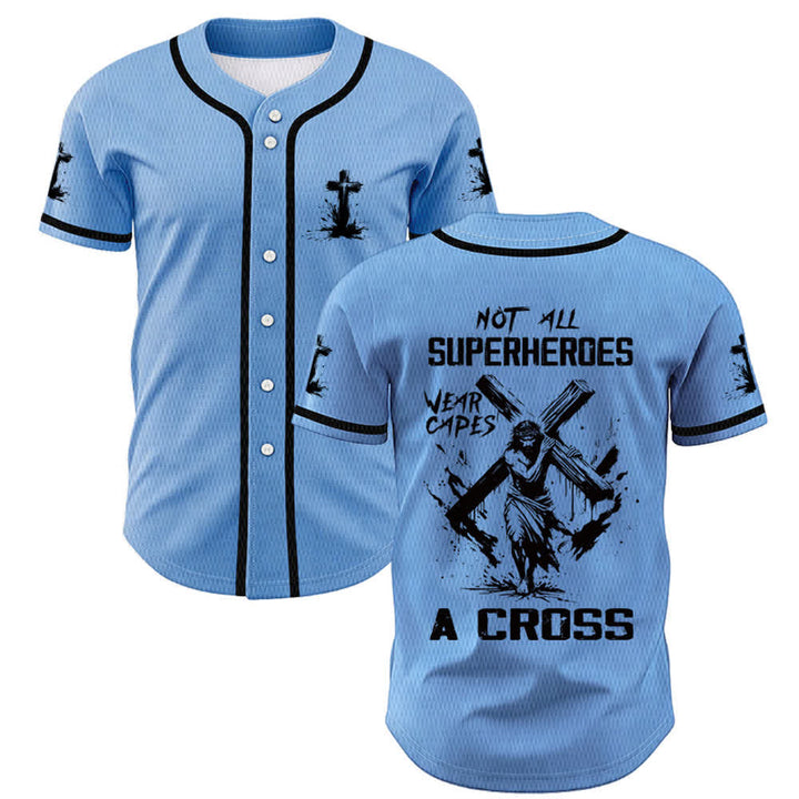 Christianartworkshop Not All Superheroes Wear Capes A Cross Unisex Baseball Jersey - Blue - 5XL - image 28