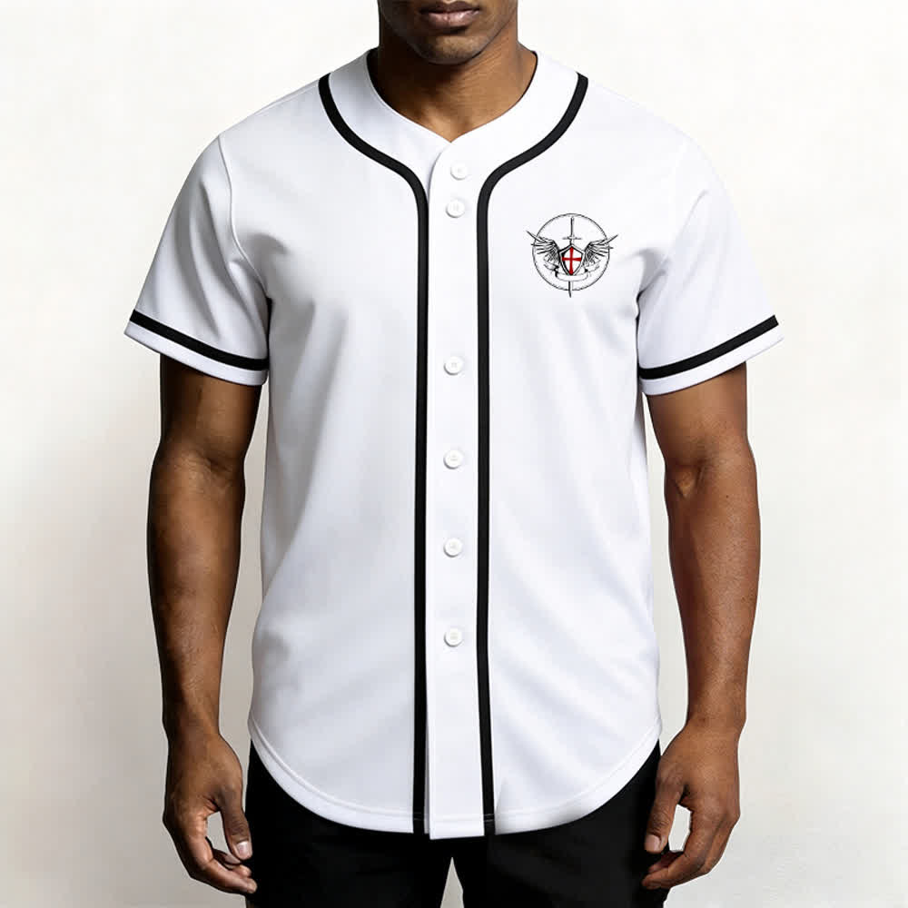 Christianartworkshop St.Michael Archangel Defend Us Unisex Baseball Jersey - image 4