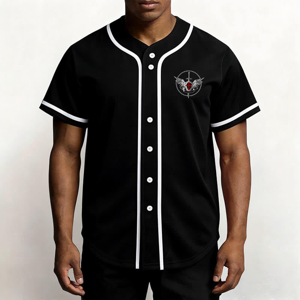 Christianartworkshop St.Michael Archangel Defend Us Unisex Baseball Jersey - image 13