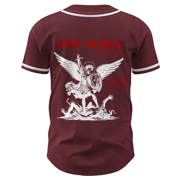 Christianartworkshop St.Michael Archangel Defend Us Unisex Baseball Jersey - image 22