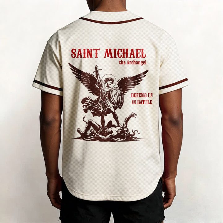 Christianartworkshop St.Michael Archangel Defend Us Unisex Baseball Jersey - image 54