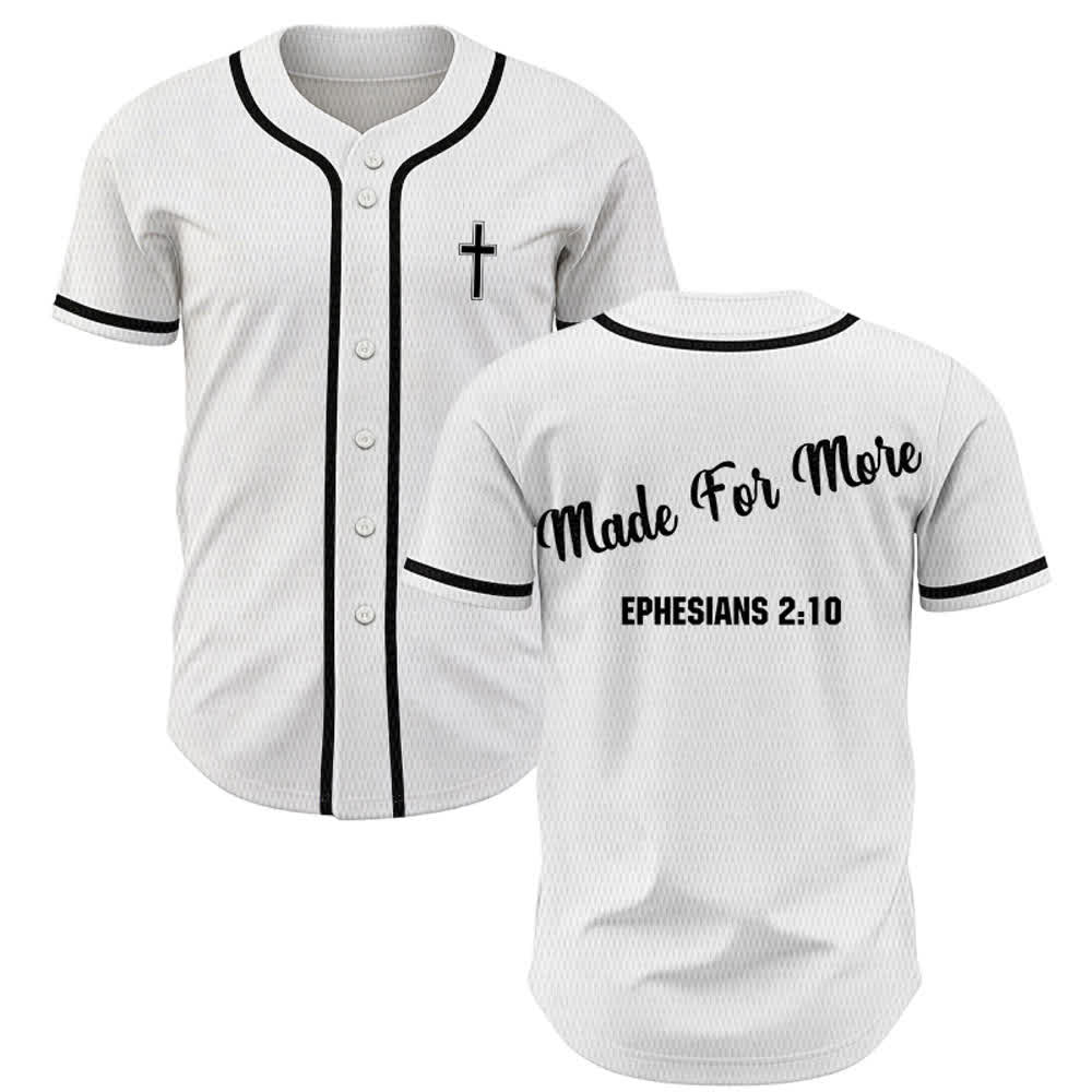Christianartworkshop Made For More Ephesians 2:10 Unisex Baseball Jersey - White - 5XL - image 7