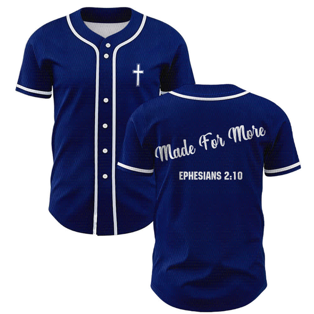 Christianartworkshop Made For More Ephesians 2:10 Unisex Baseball Jersey - Navy Blue - 5XL - image 35