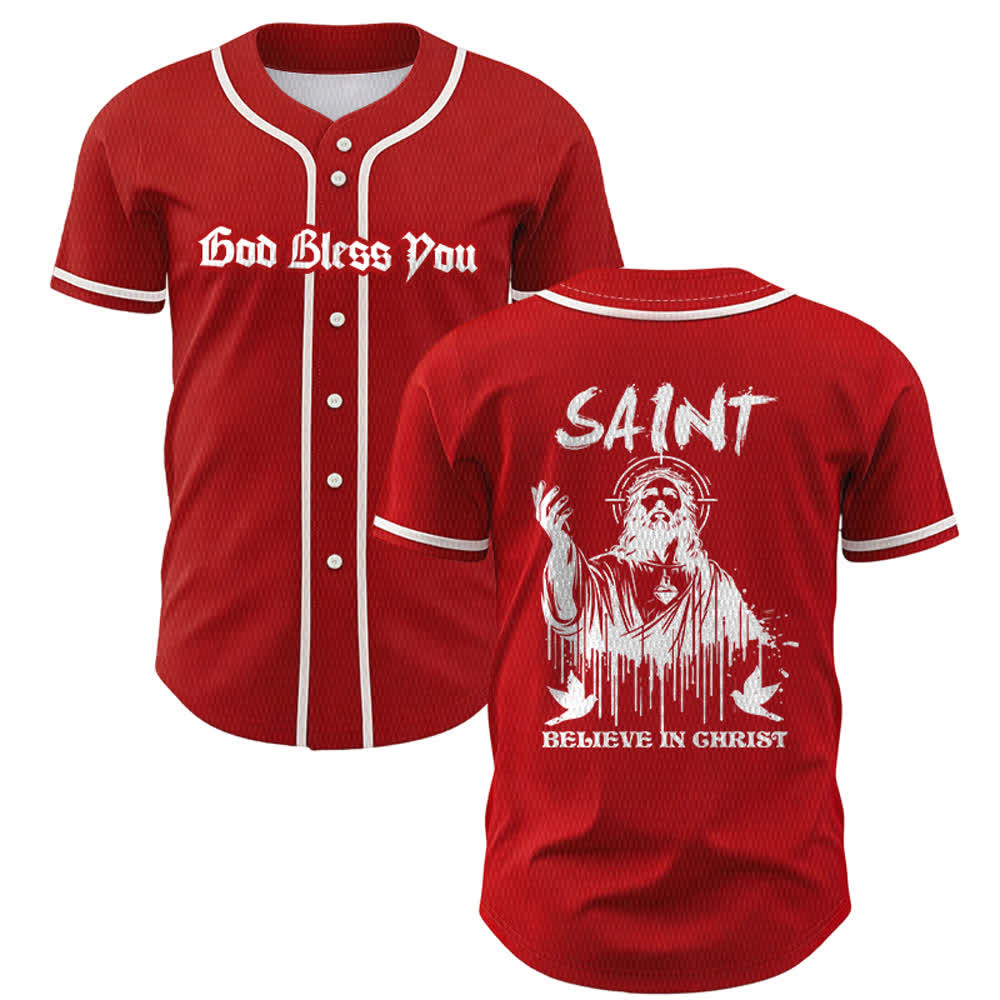 Christianartworkshop Saint Believe In Christ Unisex Baseball Jersey - Red - 5XL - image 14