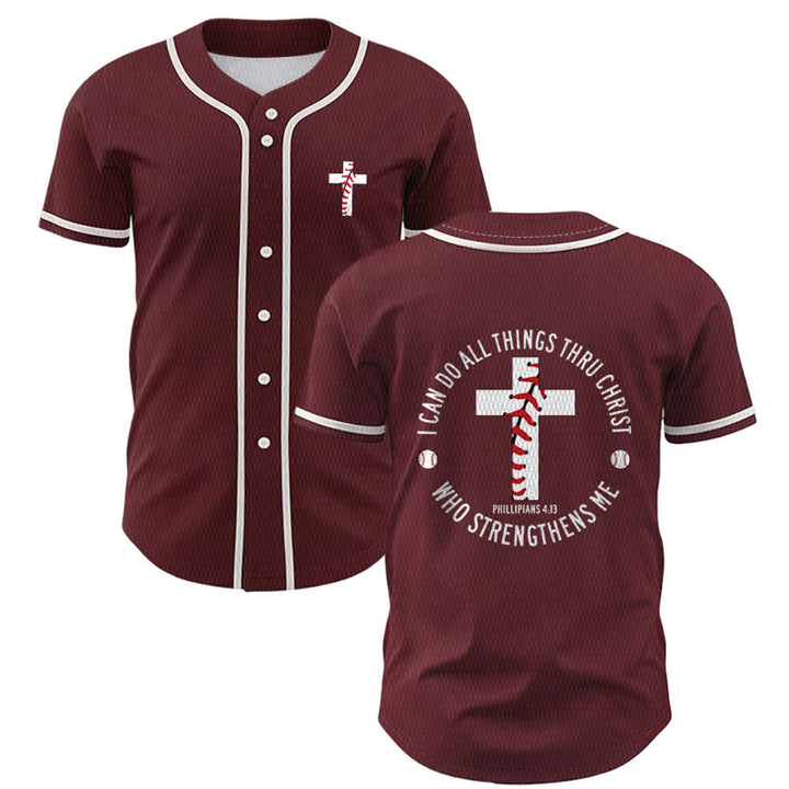 Christianartworkshop Philippians 4:13 I Can Do All Things Unisex Baseball Jersey - Wine - 5XL - image 28