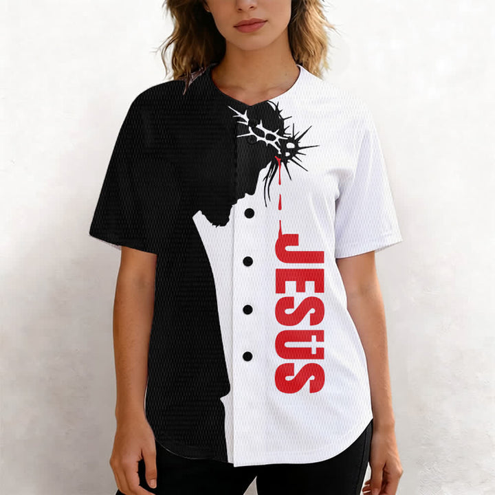 Christianartworkshop Jesus My Everything Split Faith Unisex Baseball Jersey - image 5