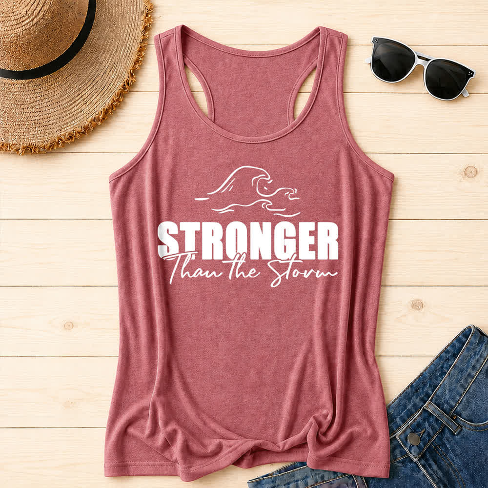 Christianartworkshop Stronger Than The Storm Wave Casual Racerback Tank Top - Pink - 2XL - image 14