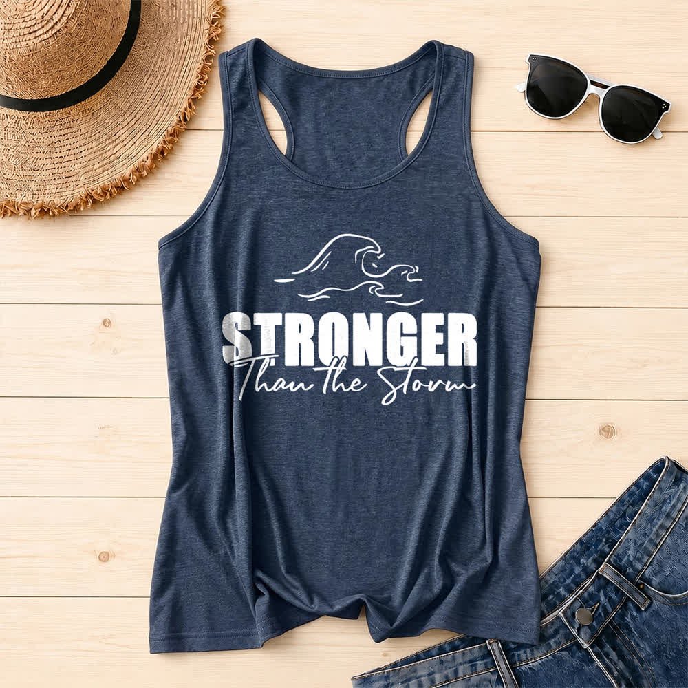 Christianartworkshop Stronger Than The Storm Wave Casual Racerback Tank Top - Navy Blue - 2XL - image 8