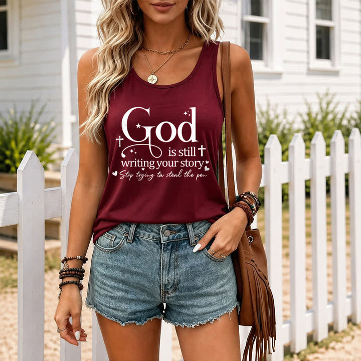 Christianartworkshop God Is Still Writing Your Story Christian Workout Racerback Tank Top - image 25
