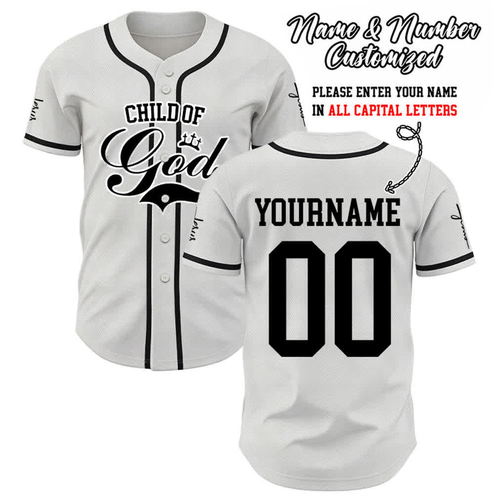Christianartworkshop Child Of God Personalized Name Number Unisex Custom Baseball Jersey - White - 5XL - Name & Number Customized - image 0