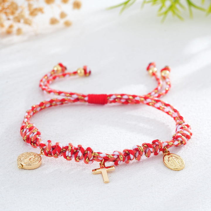 Christianartworkshop Bohemian Twisted Rope Cross Charm Wristband: Emblem of Gentle Divine Comfort - Red - image 5