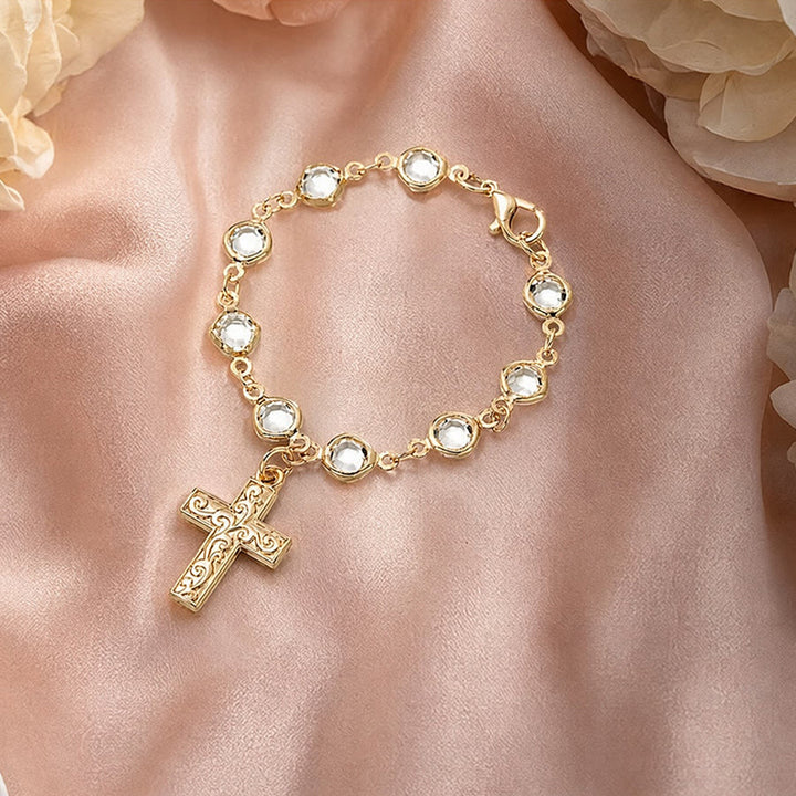 Christianartworkshop Rhinestone Bead Cross Bracelet & Car Hanging Ornament: Emblem of Steadfast Heavenly Safeguard - image 15