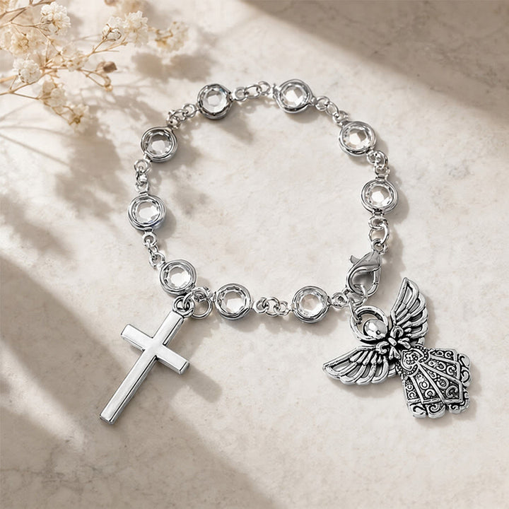 Christianartworkshop Rhinestone Bead Cross Bracelet & Car Hanging Ornament: Emblem of Steadfast Heavenly Safeguard - image 18