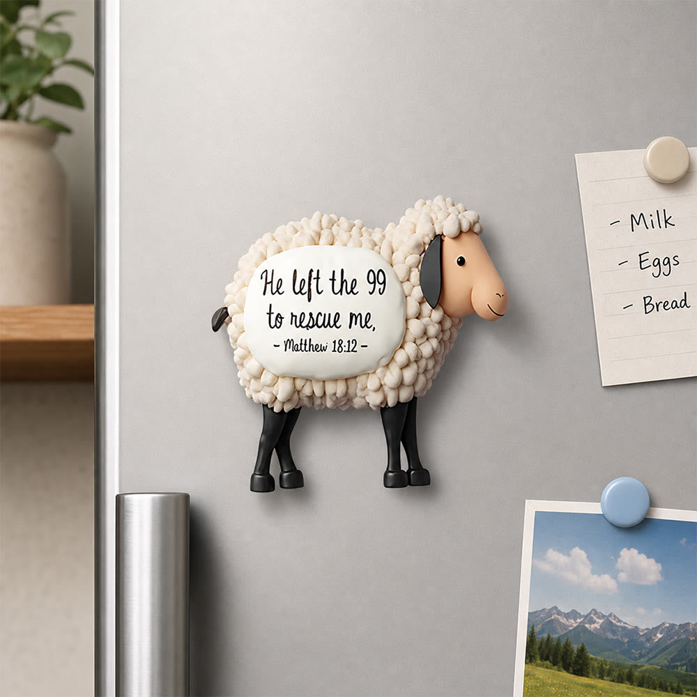 Christianartworkshop 2D Flat Textured Lost Sheep Scripture Fridge Magnet: Emblem of Tender Divine Mercy - image 3
