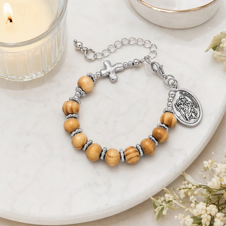 Christianartworkshop Timeless Wooden Bead St. Christopher Rosary: Beacon of Faithful Spiritual Guidance - image 2