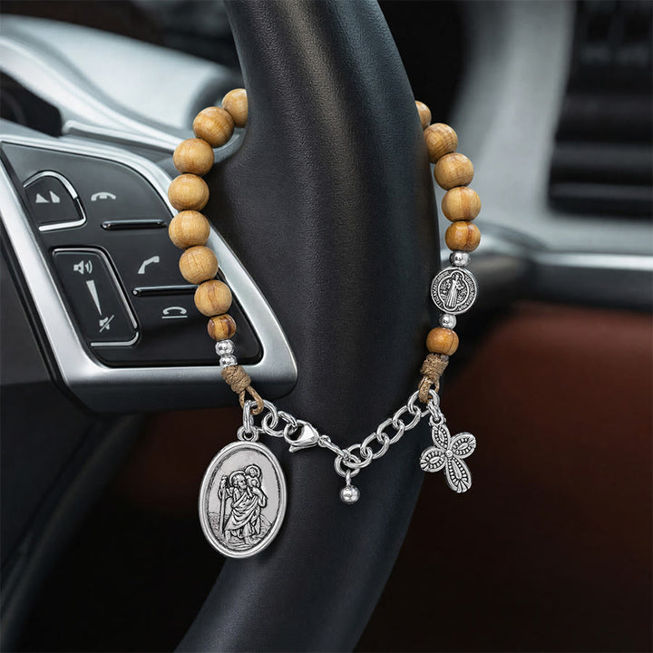 Christianartworkshop Timeless Wooden Bead St. Christopher Rosary: Beacon of Faithful Spiritual Guidance - St.Christopher & St.Benedict - image 19