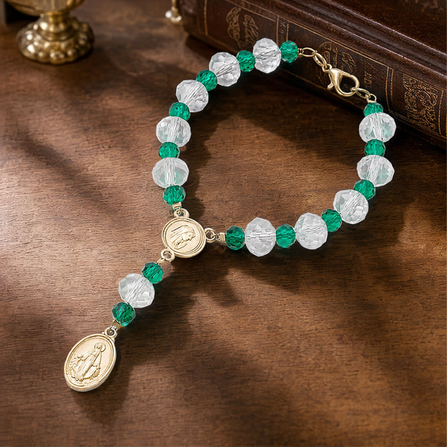 Christianartworkshop Dainty Crystal Chaplet Bracelet With Virgin Mary Medal: Token of Everlasting Maternal Grace - image 6