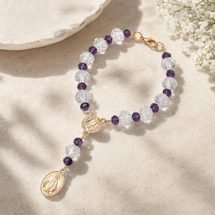 Christianartworkshop Dainty Crystal Chaplet Bracelet With Virgin Mary Medal: Token of Everlasting Maternal Grace - image 9