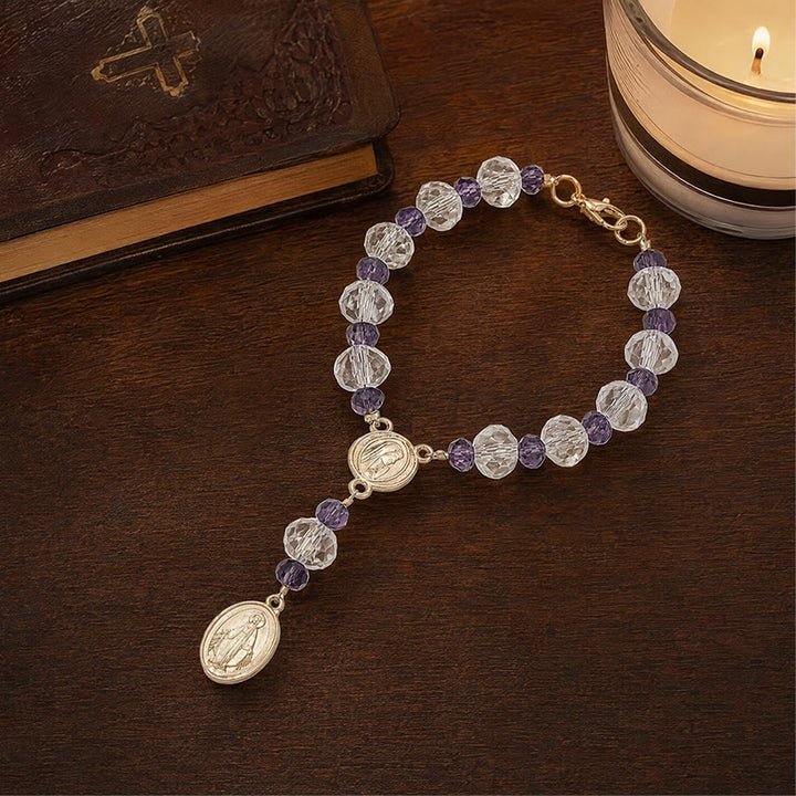 Christianartworkshop Dainty Crystal Chaplet Bracelet With Virgin Mary Medal: Token of Everlasting Maternal Grace - image 13