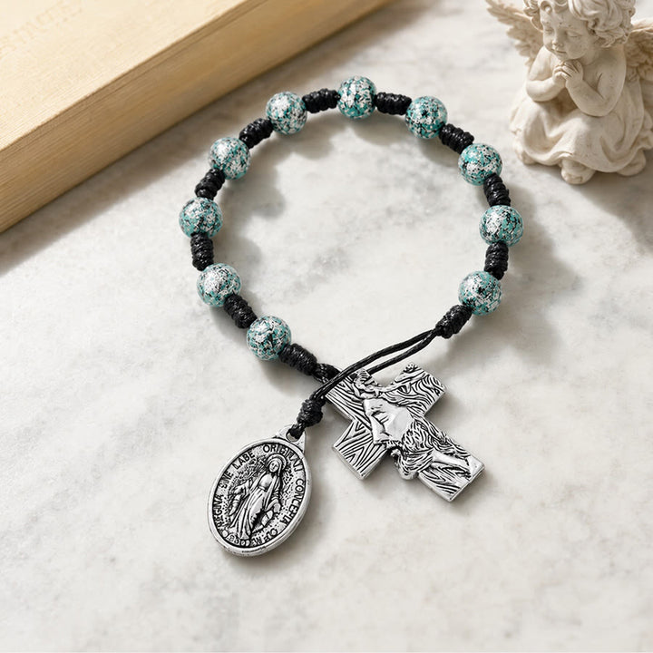 Christianartworkshop Dual-Style Devotional Rosary With Marian Medal & Cross Charms: Token of Gentle Divine Mercy - image 2