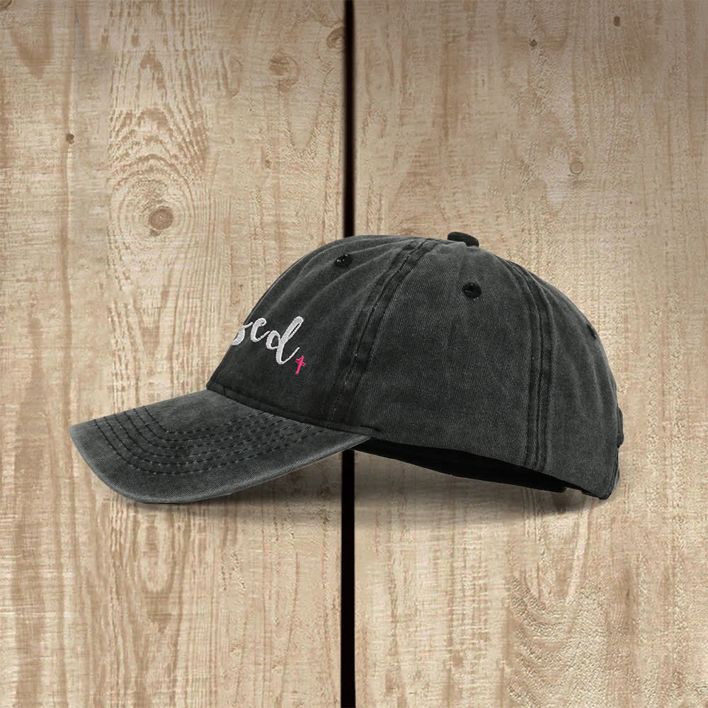 Christianartworkshop Blessed Cursive Letter Small Cross Embroidered Classic Casual Hat - image 3