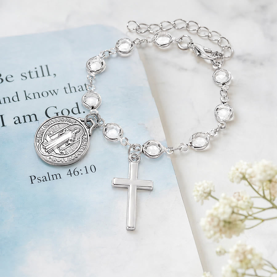 Christianartworkshop Portable Devotional Wrist Rosary With St. Benedict Charm: Vessel of Steadfast Blessed Protection - image 1