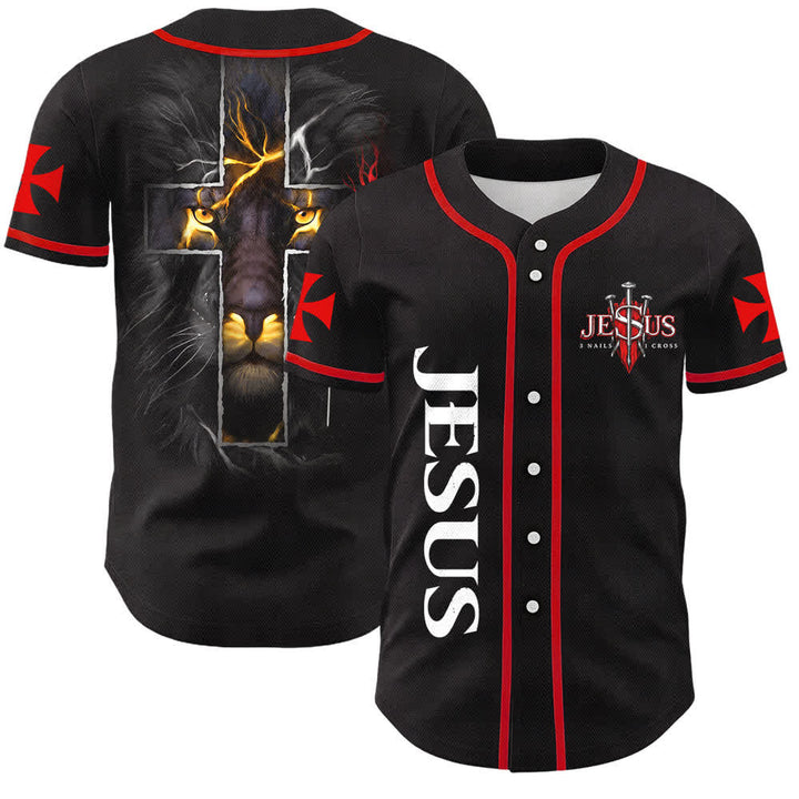 Christianartworkshop Jesus Lion Of Judah 3 Nails 1 Cross Unisex Baseball Jersey - Jesus Lion Of Judah - 5XL - image 0