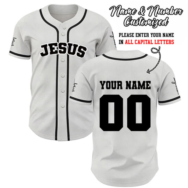 Christianartworkshop Classic Jesus Personalized Sportswear Unisex Custom Baseball Jersey - White - 5XL - Name & Number Customized - image 8